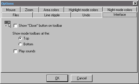 Interface settings page